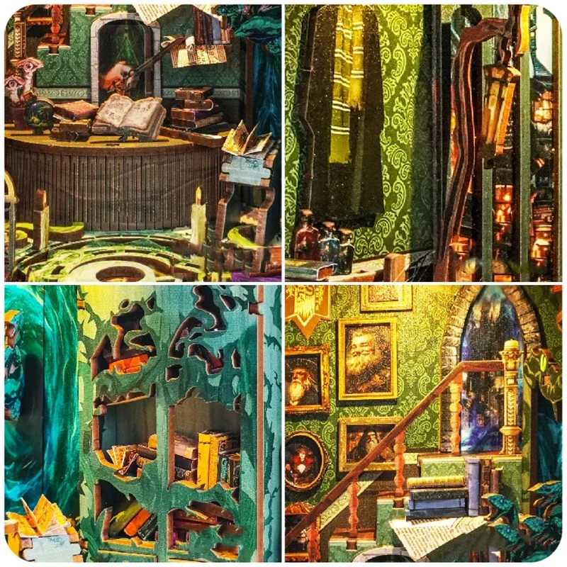 Diy Wooden Book Nook Kit Shelf Insert - 미니어처 모델 키트 DIY 나무 뱀집