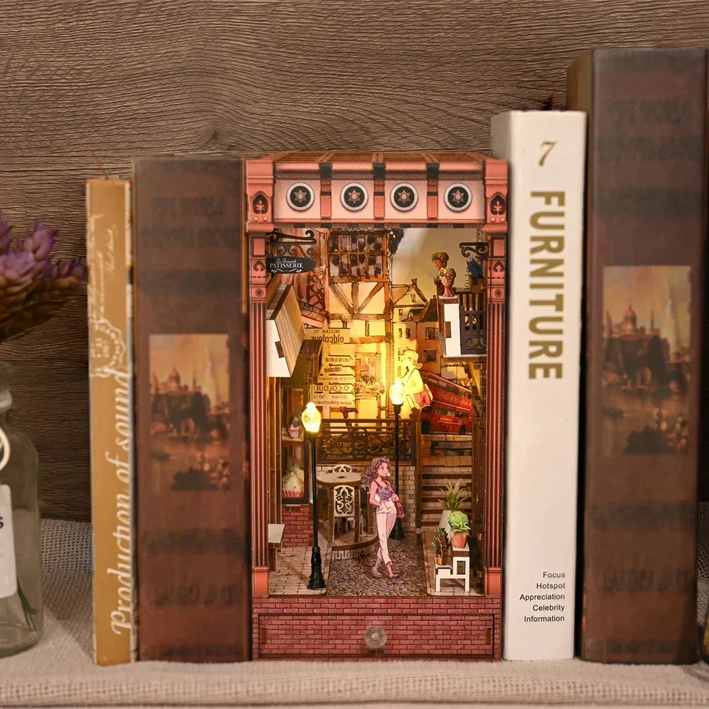 Diy Wooden Book Nook Kit Shelf Insert - NEW 레트로 DIY 나무 책장 인서트