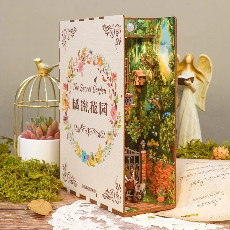 Diy Wooden Book Nook Kit Shelf Insert - DIY 나무 책장 삽입 키트, 미니어처