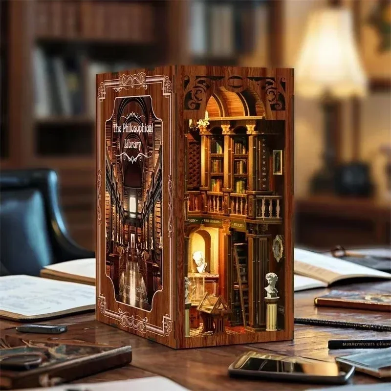 철학적 책장 책꽂이 홈 데코레이션, 레트로 DIY 나무 - Diy Wooden Book Nook Kit Shelf Insert 리뷰 및 가격