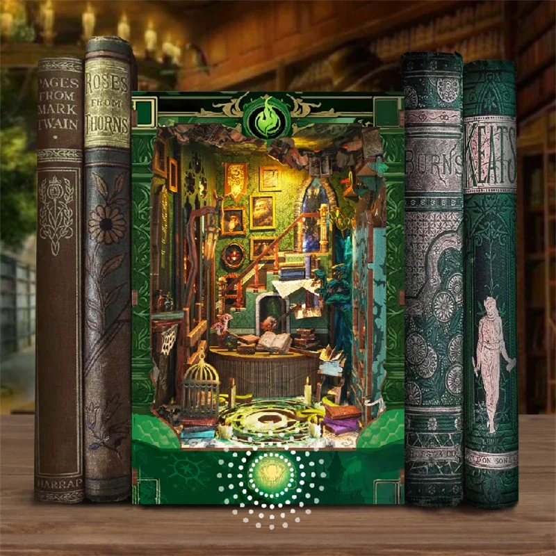 미니어처 모델 키트 DIY 나무 뱀집 조명 포함 북엔드 - Diy Wooden Book Nook Kit Shelf Insert 리뷰 및 가격