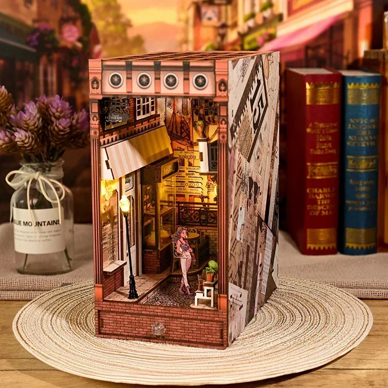 NEW 레트로 DIY 나무 책장 인서트 미니어처 키트, - Diy Wooden Book Nook Kit Shelf Insert 리뷰 및 가격