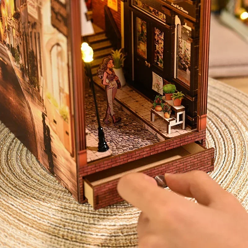 NEW 레트로 DIY 나무 책장 인서트 미니어처 키트, - Diy Wooden Book Nook Kit Shelf Insert 리뷰 및 가격