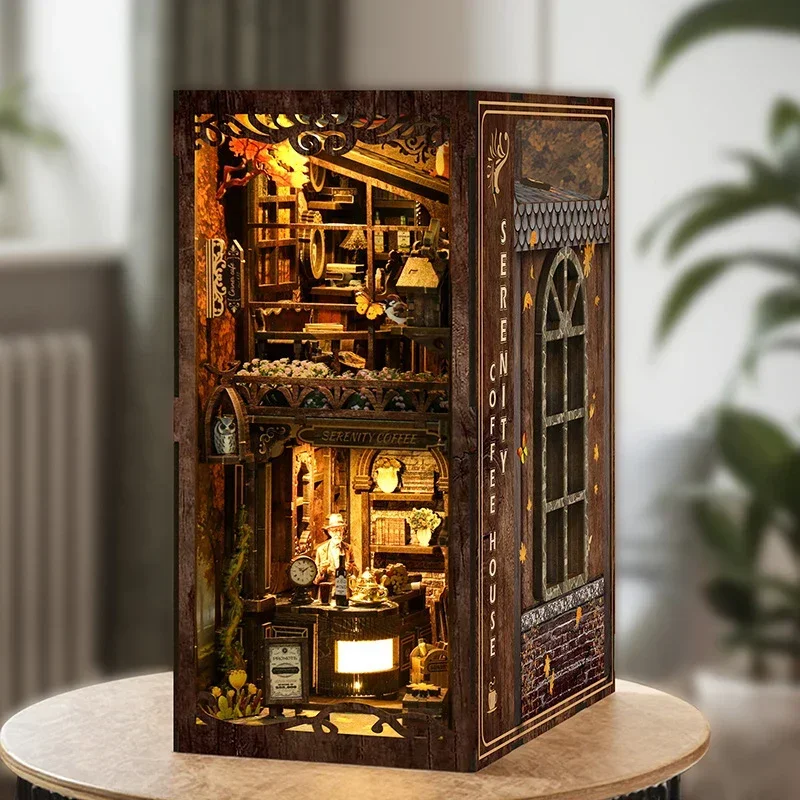 세레니티 커피 하우스 책장 홈 데코레이션, 레트로 DI - Diy Wooden Book Nook Kit Shelf Insert 리뷰 및 가격