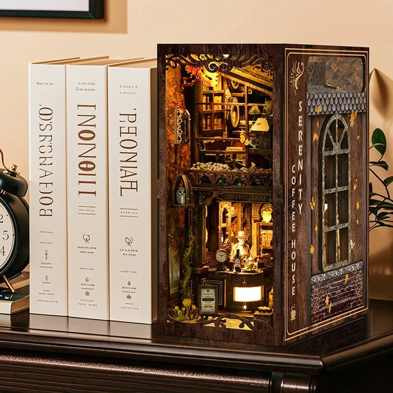 세레니티 커피 하우스 책장 홈 데코레이션, 레트로 DI - Diy Wooden Book Nook Kit Shelf Insert 리뷰 및 가격
