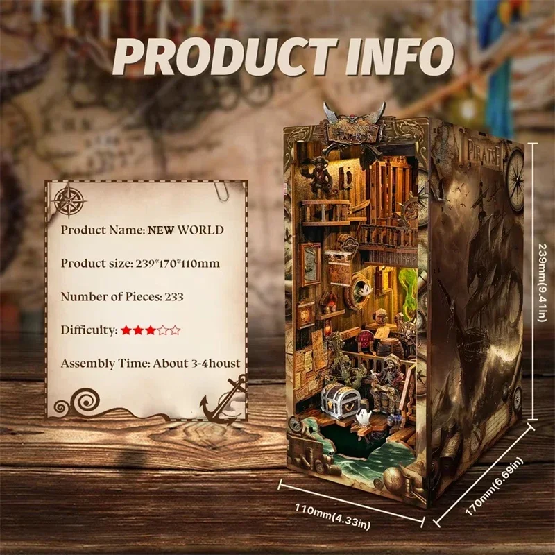 새로운 DIY 나무 책꽂이 인서트 미니어처 키트 신세계 - Diy Wooden Book Nook Kit Shelf Insert 리뷰 및 가격