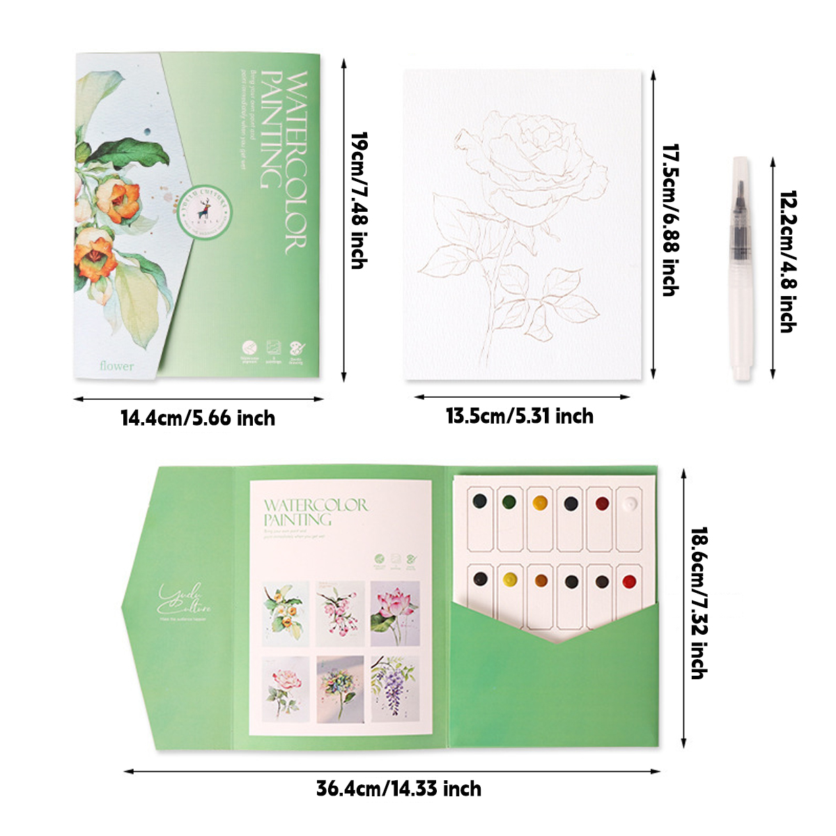 12가지 수채화 세트가 포함된 카와이 색칠하기 책 한국 - Stationery Books 리뷰 및 가격