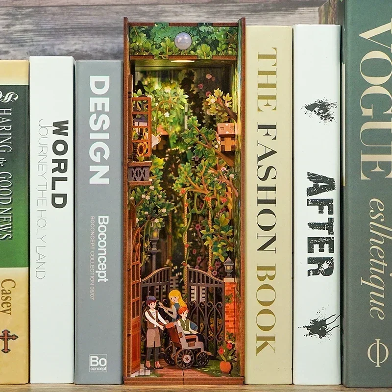 DIY 나무 책장 삽입 키트, 미니어처 비밀 정원 책꽂 - Diy Wooden Book Nook Kit Shelf Insert 리뷰 및 가격