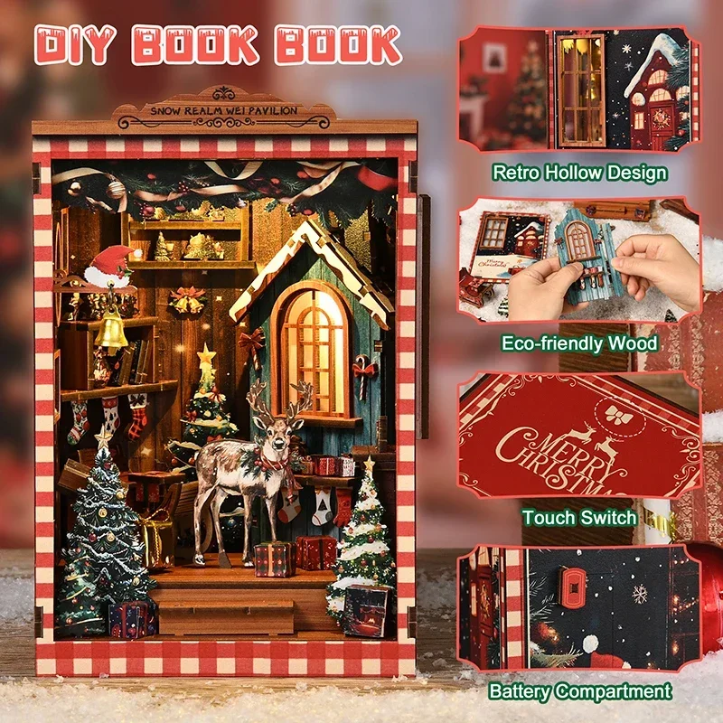 미니어처 모델 키트 스노우 렐름 웨이 파빌리온 북엔드  - Diy Wooden Book Nook Kit Shelf Insert 리뷰 및 가격
