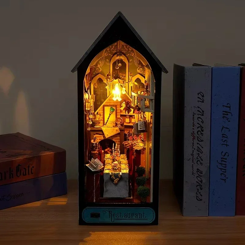 매직 레스토랑 책장 홈 데코레이션, 새로운 레트로 DI - Diy Wooden Book Nook Kit Shelf Insert 리뷰 및 가격